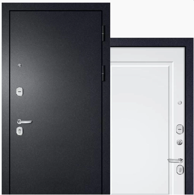 Дверь металлическая Tepla1 Букле графит/МДФ белая шагрень 860x2050R