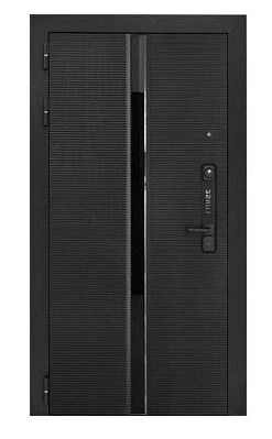 Дверь металлическая LUKSE 504 черный муар черный карбон чесура светлая 860L
