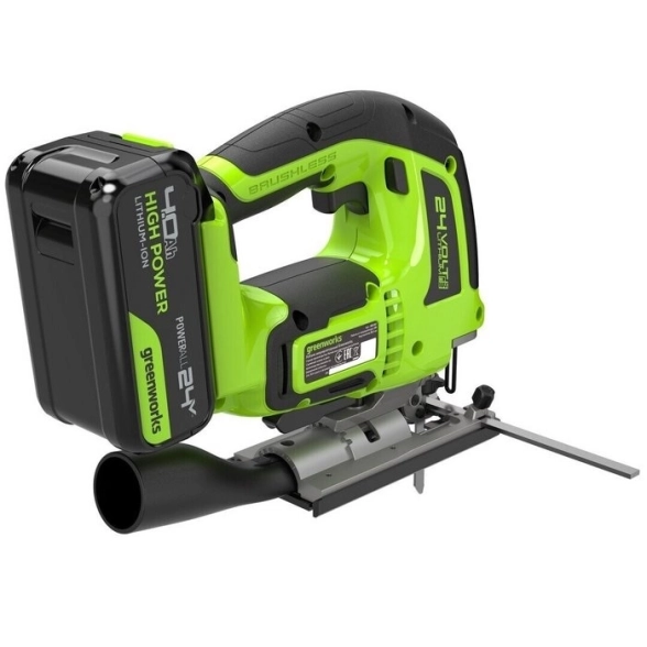 Лобзик аккумуляторный бесщёточный GreenWorks GD24JS120 24В 2Ач 0-3500об/мин 1 аккумулятор+зарядное устройство