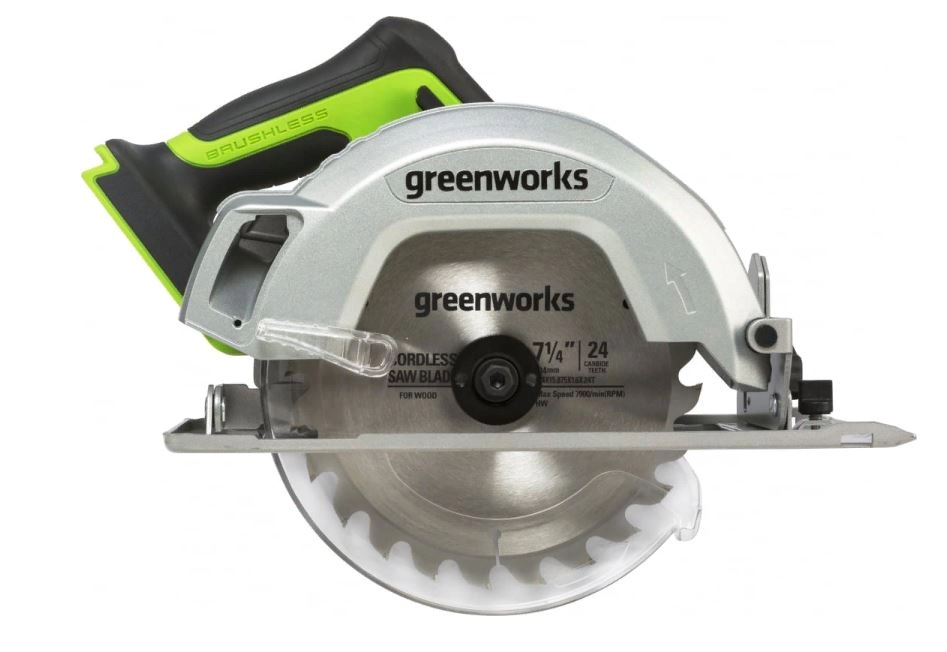 Пила циркулярная акк. GreenWorks GD24CS 24В 185мм 4500об/мин без аккумулятора и ЗУ