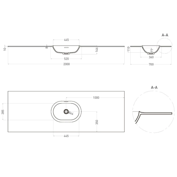 Раковина подвесн. S-Stone ONDA EDGE OVAL матовая-image-2