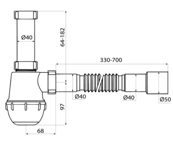 Сифон д/ум. IDDIS 900A0G0010VD с гофротрубой-image-1