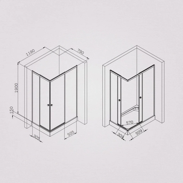 Душевое огражд. AM PM X-Joy 120*90 W94G-403-120290-MT1K-image-1