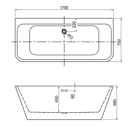 Ванна акрил. Aquatek Элегия 170*75 AQ-113775WT Z-image-2