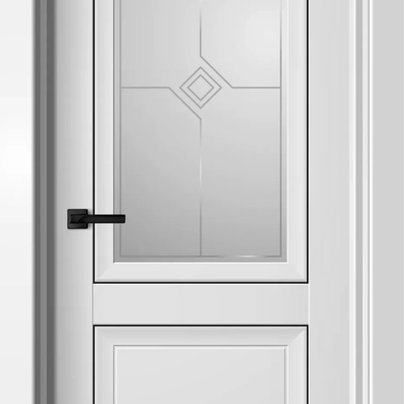 Дверь L4 600*2000 Бетон снежный стекло черное
