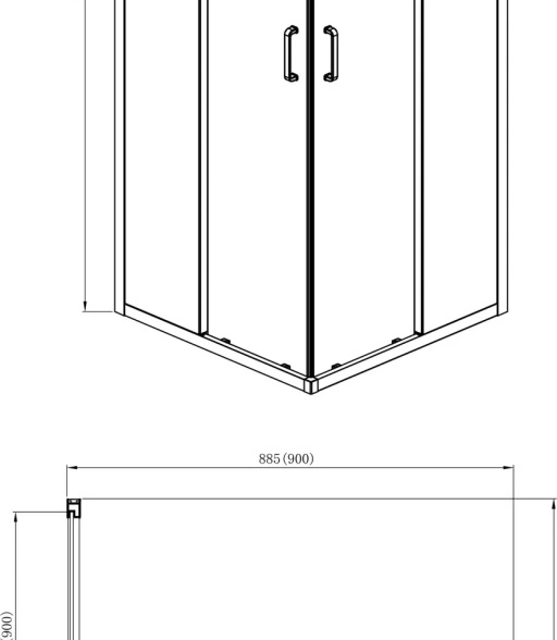 Душ уголок Aquatek 90*90*200 AQ ARI KV 09020BL черн. ст.прозр.-image-0