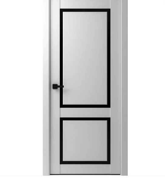 Дверное полотно Айрин FG 2 60x200 софт белый гладкий, лакобель черный