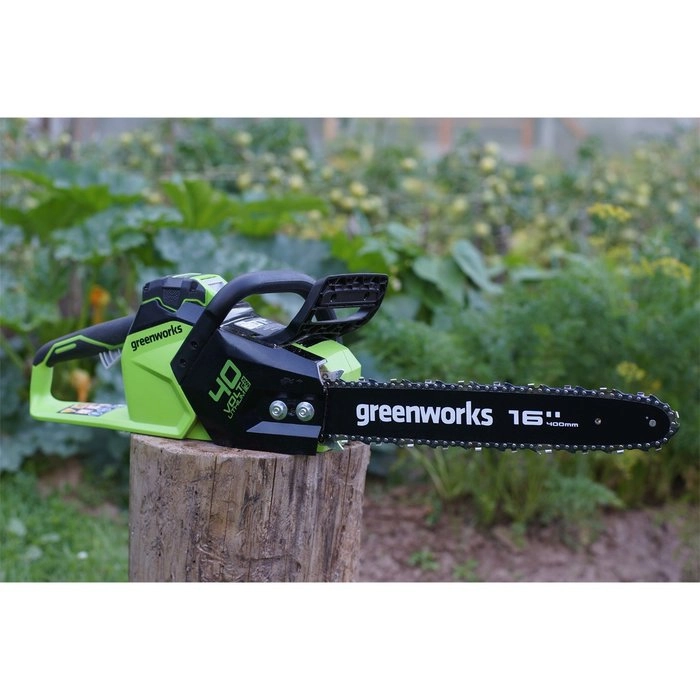 Пила цепная акк. бесщёт. GreenWorks GD40CS18 40В 5Ач 16" 3/8"-1,1мм 1АКБ+ЗУ-image-0