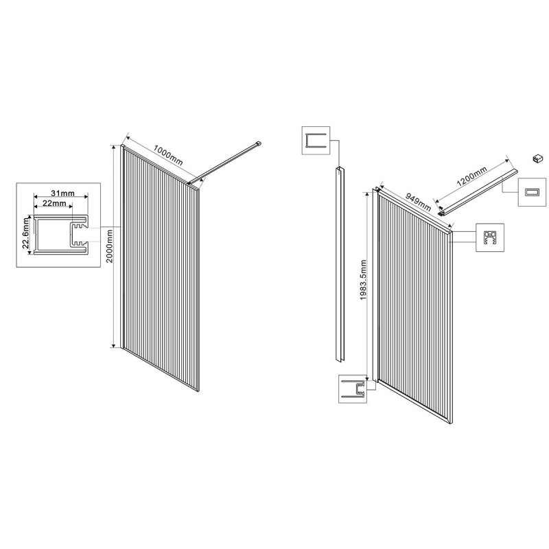Душевая перегородка Walk-In VSW-1HP100FLGM 100*200-image-1