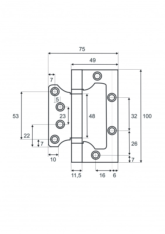 Петля накладная VЕTTORE FLUSH 100.75.2.5mm MBP Чёрный Мат.-image-2