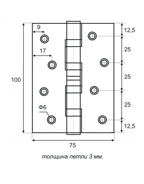 Петля универсальная ABRISS 100.75.3-4BB CP Хром-image-1