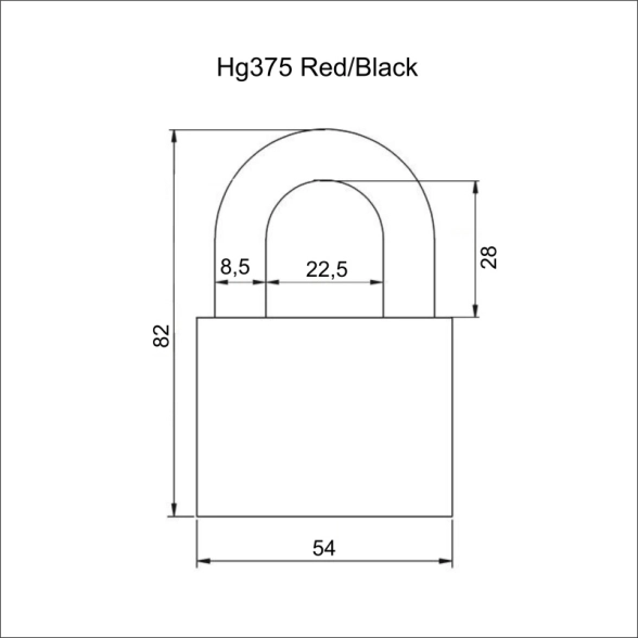 Замок навесной VЕTTORE HG375 Red/Black влагозащ.3кл Крас/Чер-image-1