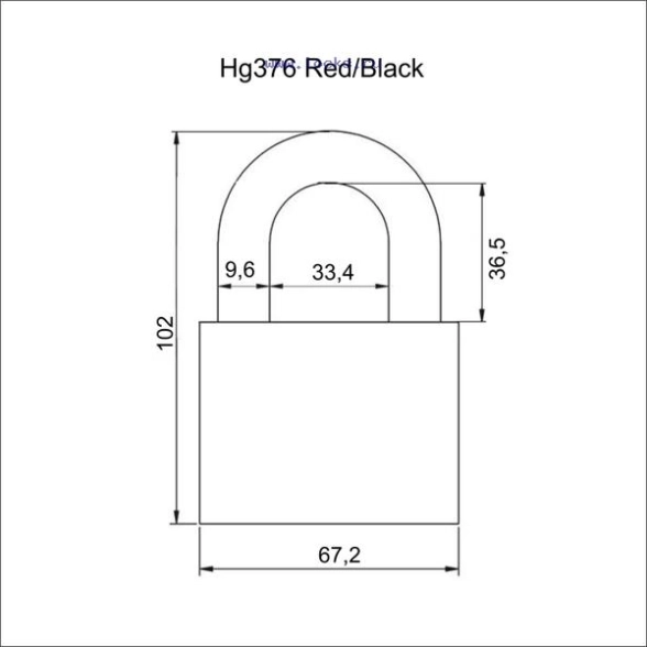 Замок навесной VЕTTORE HG376 Red/Black влагозащ.3кл Крас/Черн.-image-1