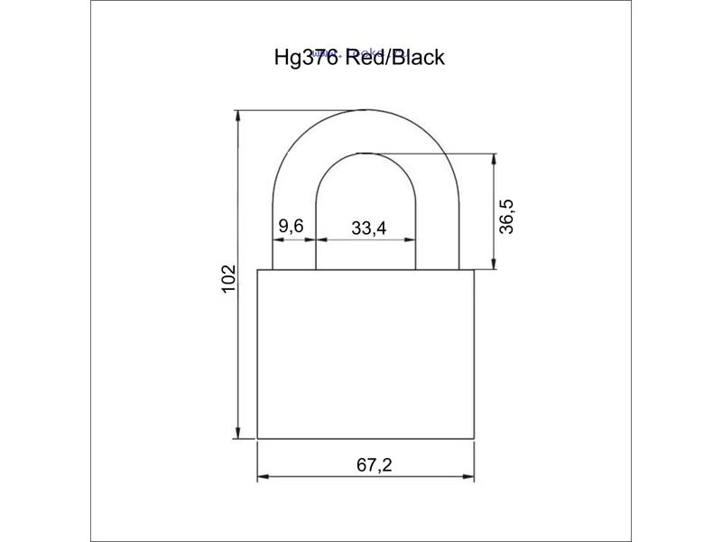 Замок навесной VЕTTORE HG376 Red/Black влагозащ.3кл Крас/Черн.-image-1