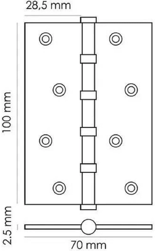 Петля сталь универс. MS 100X70X2.5-4BB W белый-image-1