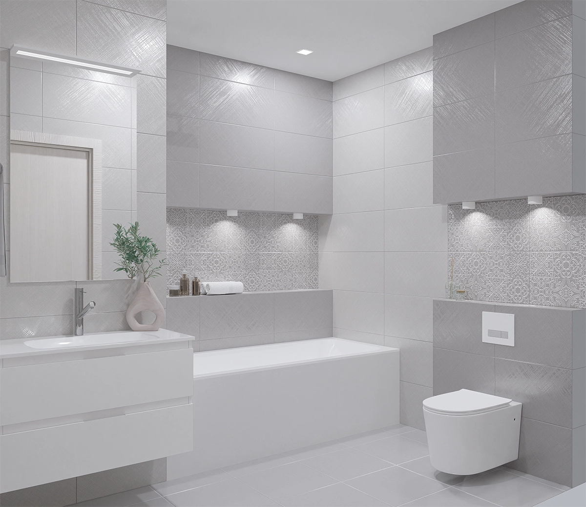 Плитка настенная Гравюра Серебро/Intisio Silver 31,5*63-image-1