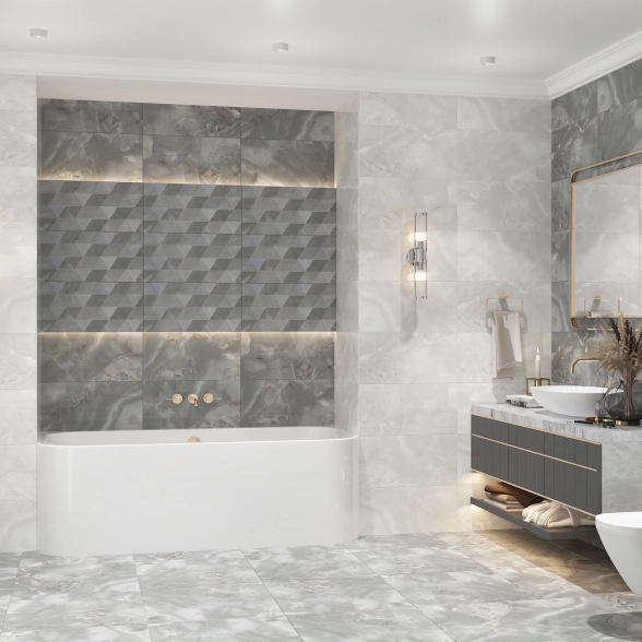 Декор Опал Геометрия серый/Opale Grey Geometria 31,5*63-image-1