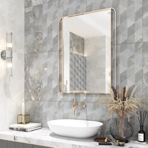 Декор Опал Геометрия серый/Opale Grey Geometria 31,5*63-image-2