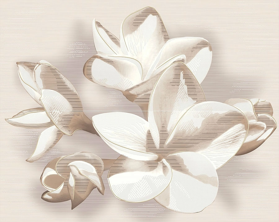 Панно Амати Цветок беж/Amati Pulmeria Beige 50*40 (из 2шт)
