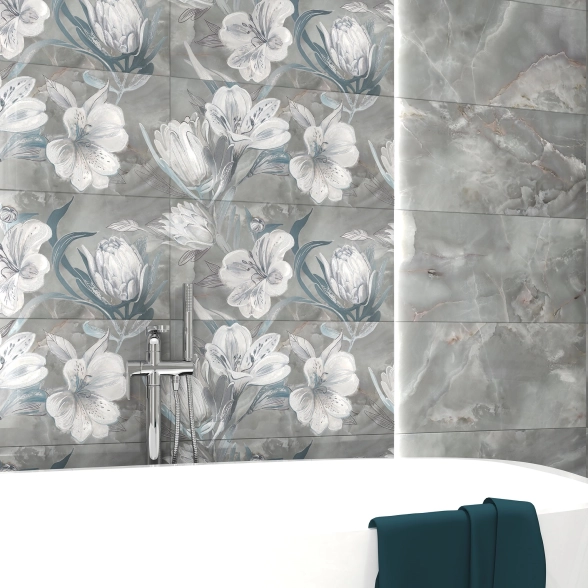 Панно Опал Цветы серый/Opale Grey Flower 63*63 (из 2шт)-image-2