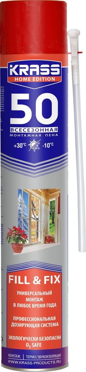 Пена монт.KRASS Home Edition 50 пистолетная всесезонная 0,75л