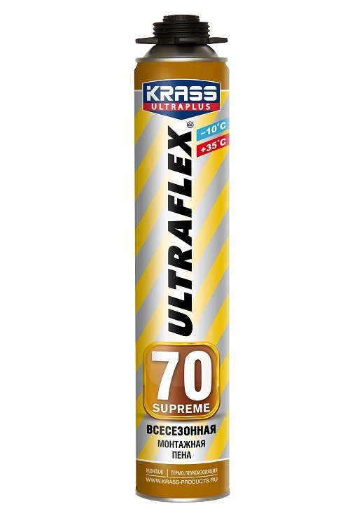 Пена монт.KRASS ULTRAFLEX 70 Supreme 0.89л проф Всесезонная