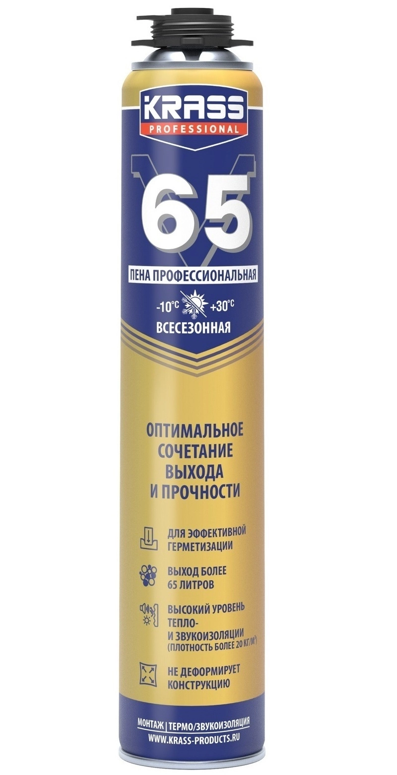 Пена монт.KRASS Pofessional V65 0.82л всесезон.