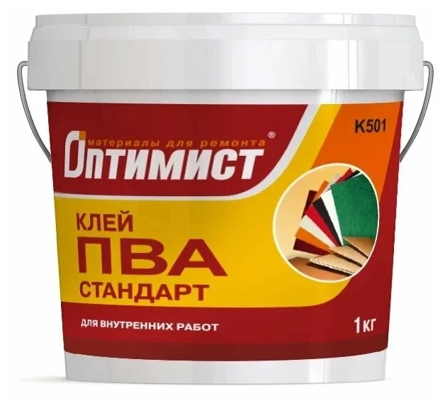 Клей ПВА Оптимист К501 стандарт д/вн.раб. 1кг