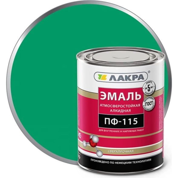 Эмаль Лакра ПФ-115 ярко-зеленая 1кг