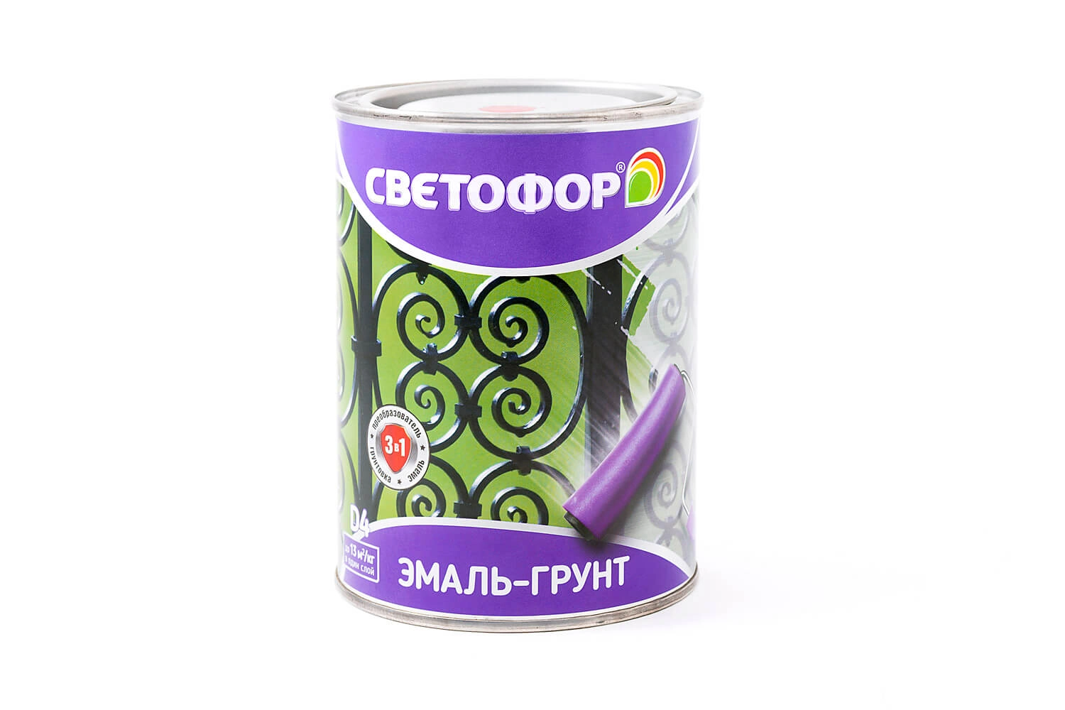 Грунт-эмаль СВЕТОФОР D4 ЧЕРНЫЙ 0,9кг