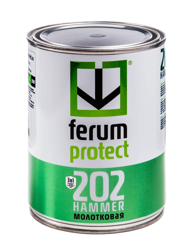 Грунт-эмаль 3в1 Ferumprotect-202 зел.006 с молот.эф.0,8кг