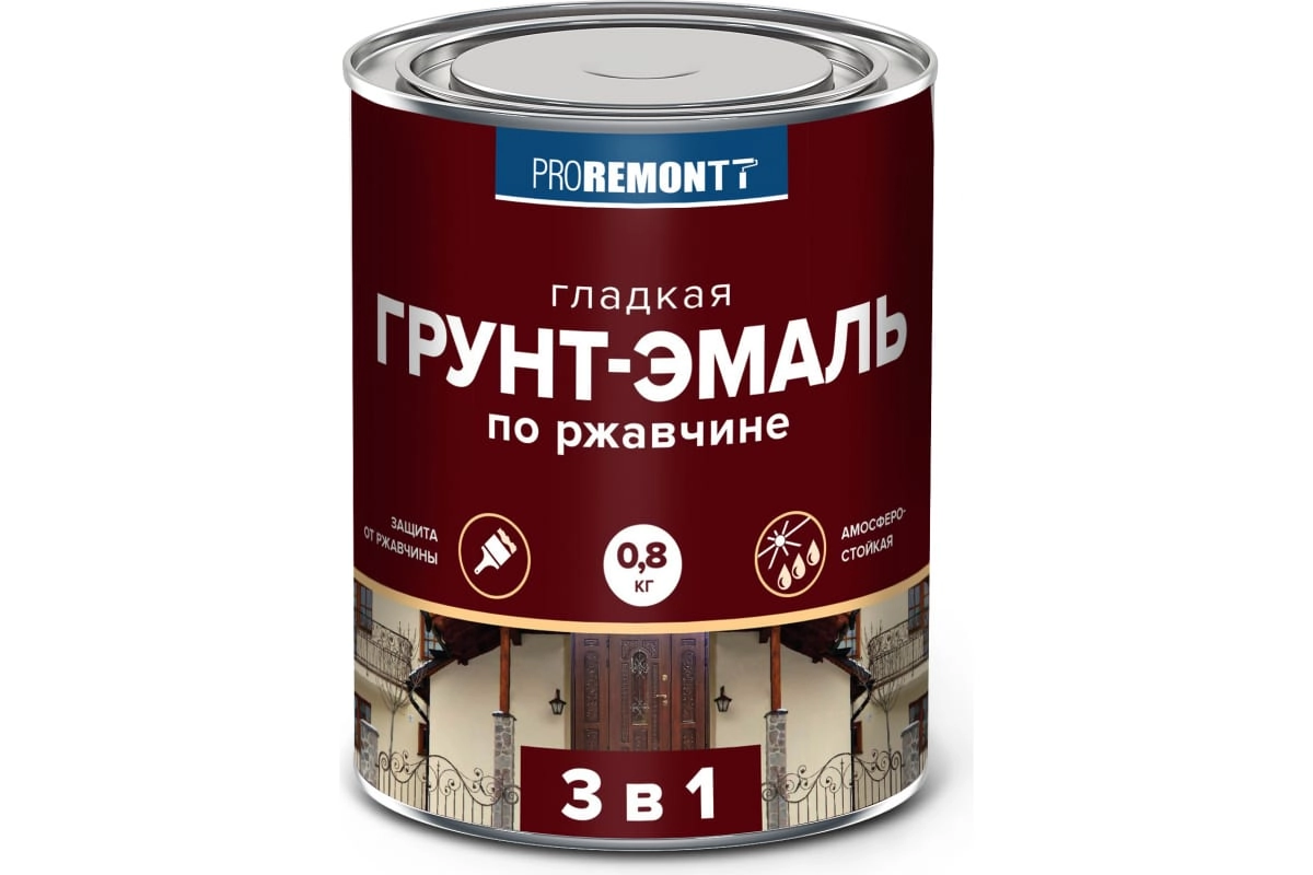 Грунт-эмаль 3в1 PROREMONTT зеленая 0,8кг