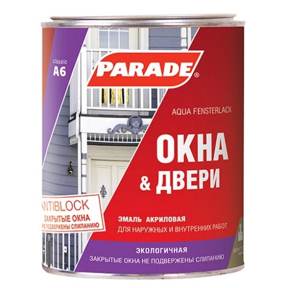 Эмаль PARADE A6 окна&двери бел.п/глян. 0.45л