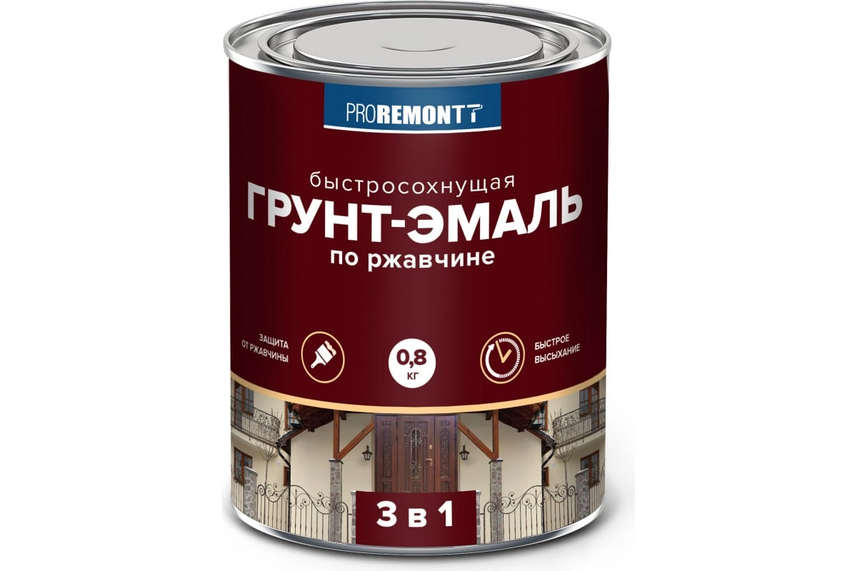 Грунт-эмаль 3в1 PROREMONTT белая мат. 0,8кг