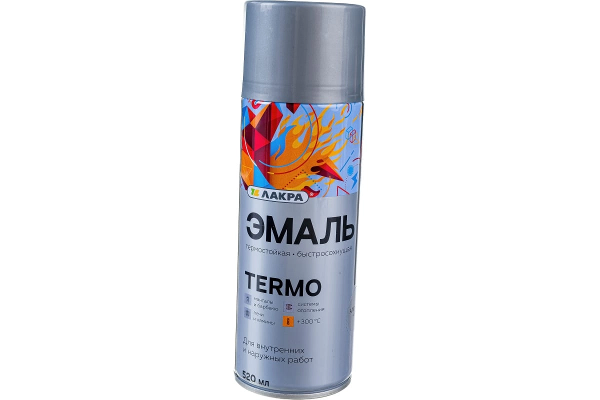 Эмаль аэроз. Лакра Termo +300C алюминий 1300 520мл