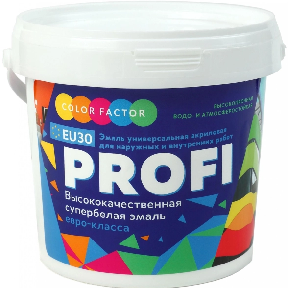 Эмаль акриловая COLOR FACTORY EU-30 PROFI п/гл 0,9кг