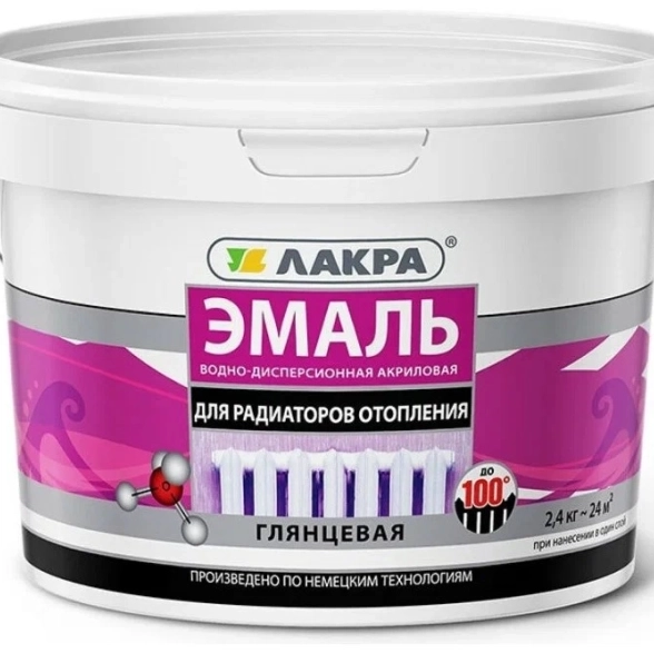 Эмаль Лакра акрил.д/рад.бел.глянц. 2,4кг