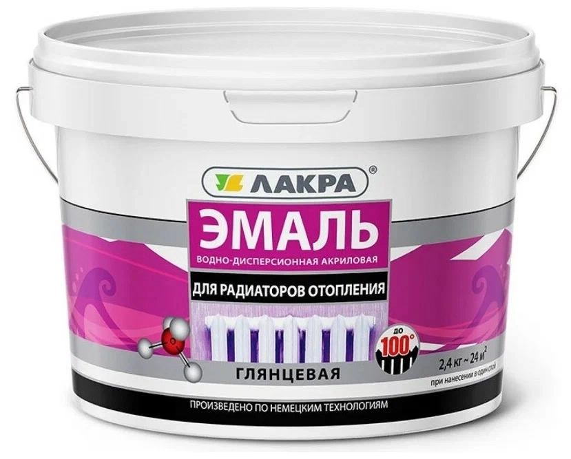 Эмаль Лакра акрил.д/рад.бел.глянц. 2,4кг