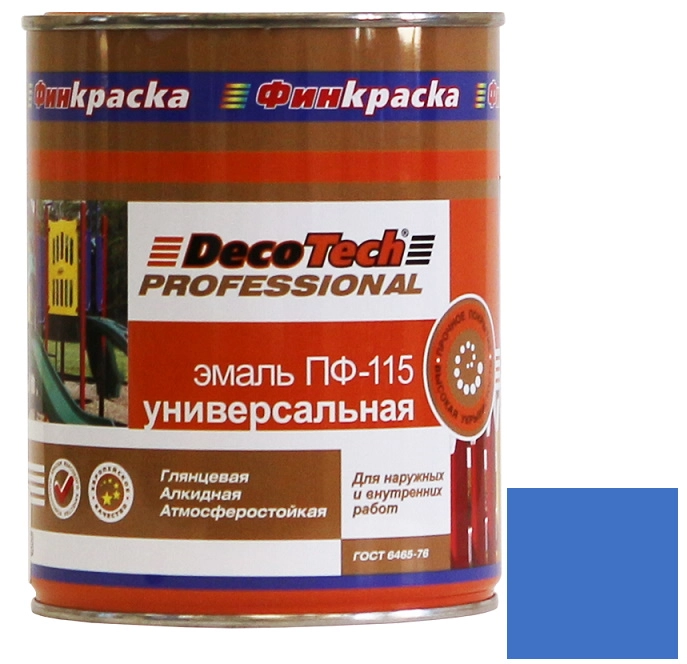 Эмаль DecoTech ПФ-115 гл.голубая 0,9кг
