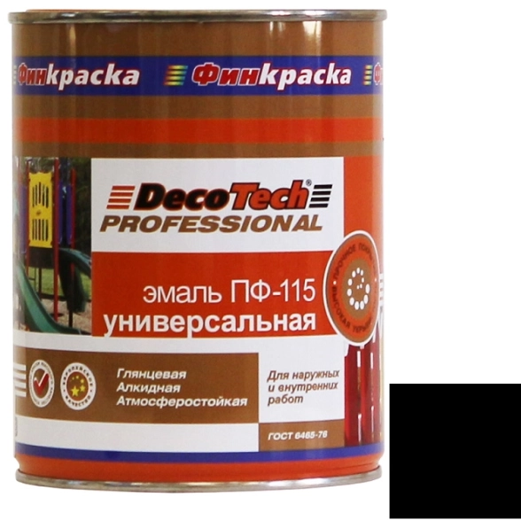 Эмаль DecoTech ПФ-115 гл.черная 0,9кг