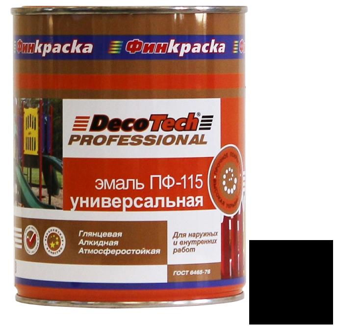 Эмаль DecoTech ПФ-115 гл.черная 0,9кг