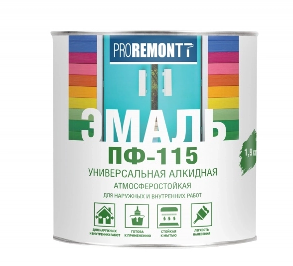 Эмаль проремонт ПФ-115 красная 1.9кг