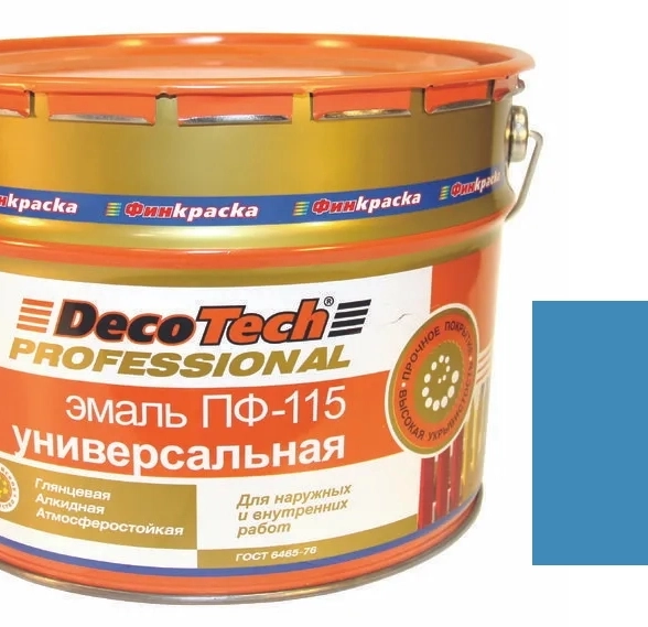 Эмаль DecoTech ПФ-115 гл.голубая под RAL5012 10кг