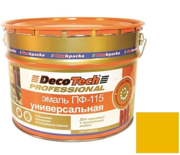 Эмаль DecoTech ПФ-115 гл.желтая под RAL1023 10кг