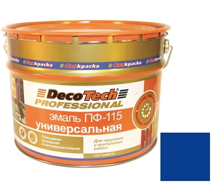Эмаль DecoTech ПФ-115 гл.синяя под RAL5005 10кг