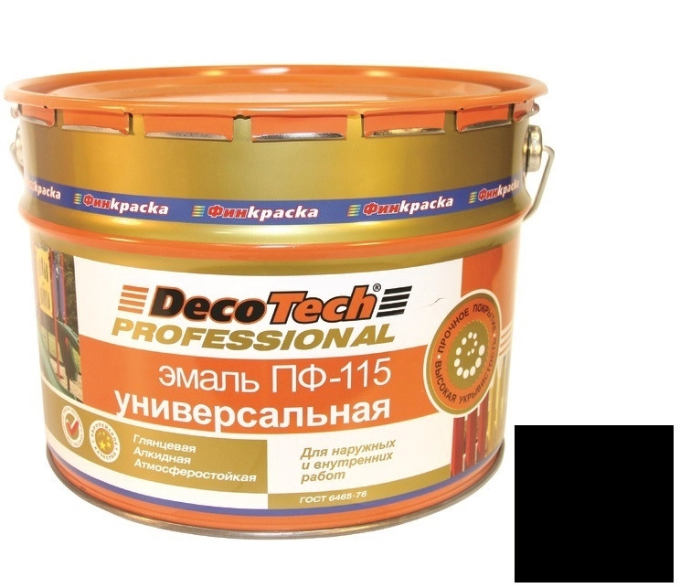 Эмаль DecoTech ПФ-115 гл.черная под RAL9005 10кг