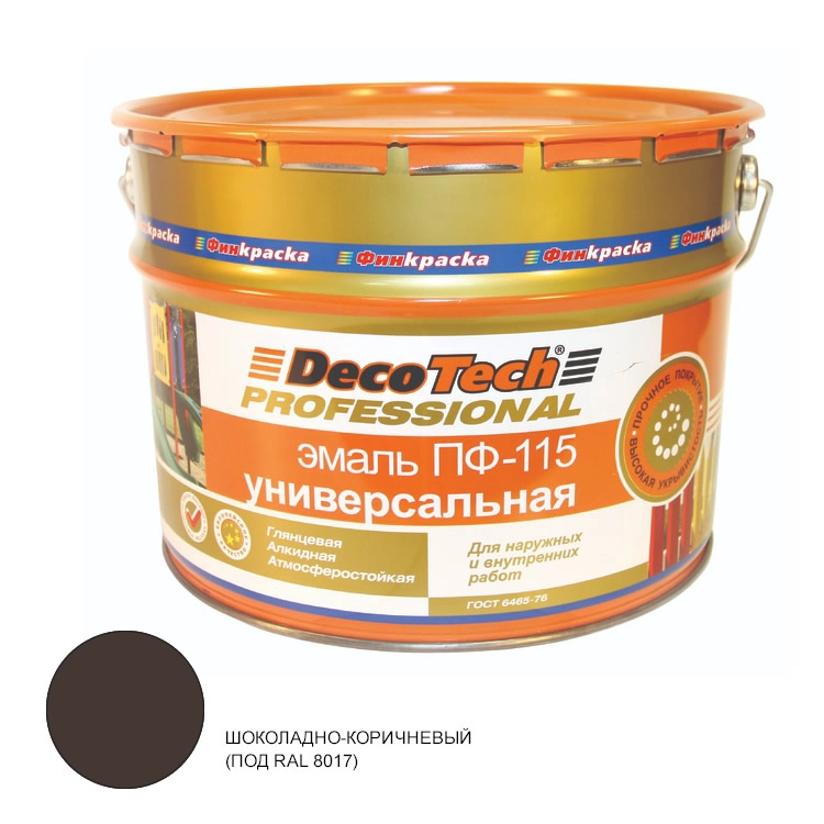 Эмаль DecoTech ПФ-115 гл.шок-коричн. под RAL8017 10кг