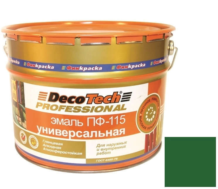 Эмаль DecoTech ПФ-115 гл.ярк-зеленая под RAL6002 10кг
