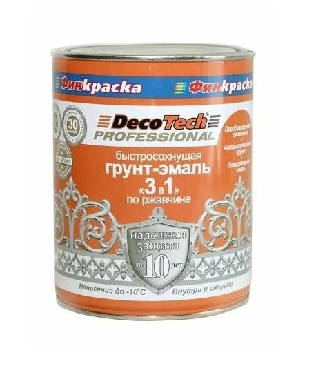 Эмаль DecoTech 3в1 кр-коричневая RAL3005 1,8кг