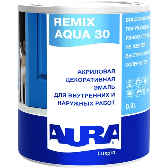 Эмаль акрил AURA LUXPRO REMIX AQUA 30 база TR 0,9л